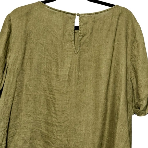 Chico’s 100% Linen Short Cuffed Sleeve Boxy Boho Lagenlook Keyhole Back Blouse - Picture 8 of 13